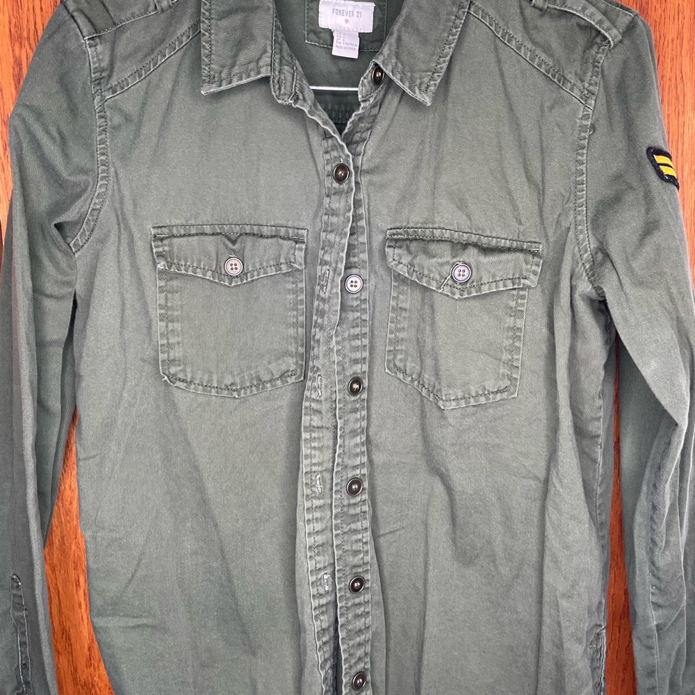 Forever 21 Army/Utility Button Down Long Sleeve